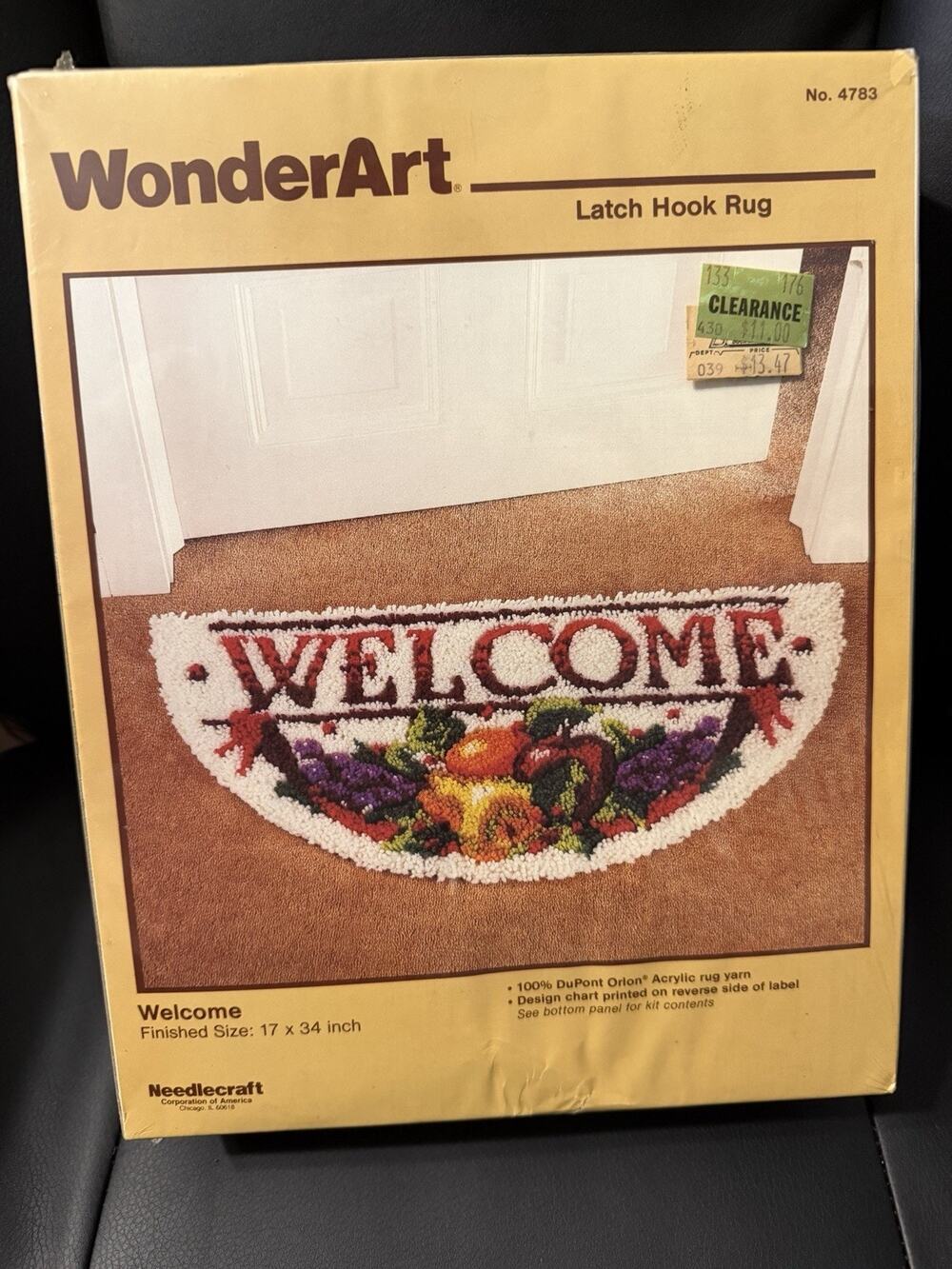 WonderArt latch hook rug NIP Welcome Needlecraft Vintage 17x34 #4783 craft